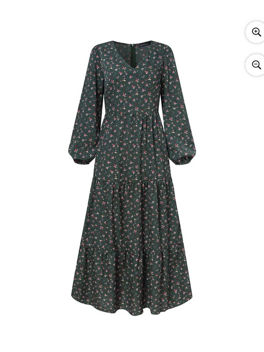 Women’s Dark Green Floral Maxi Dress - Picture 5 of 7